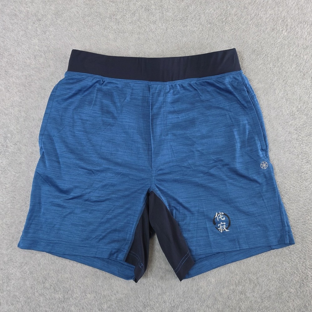 Gaiam Performance Training Shorts Mens Medium Blue Yoga Comfort 7" Drawstring